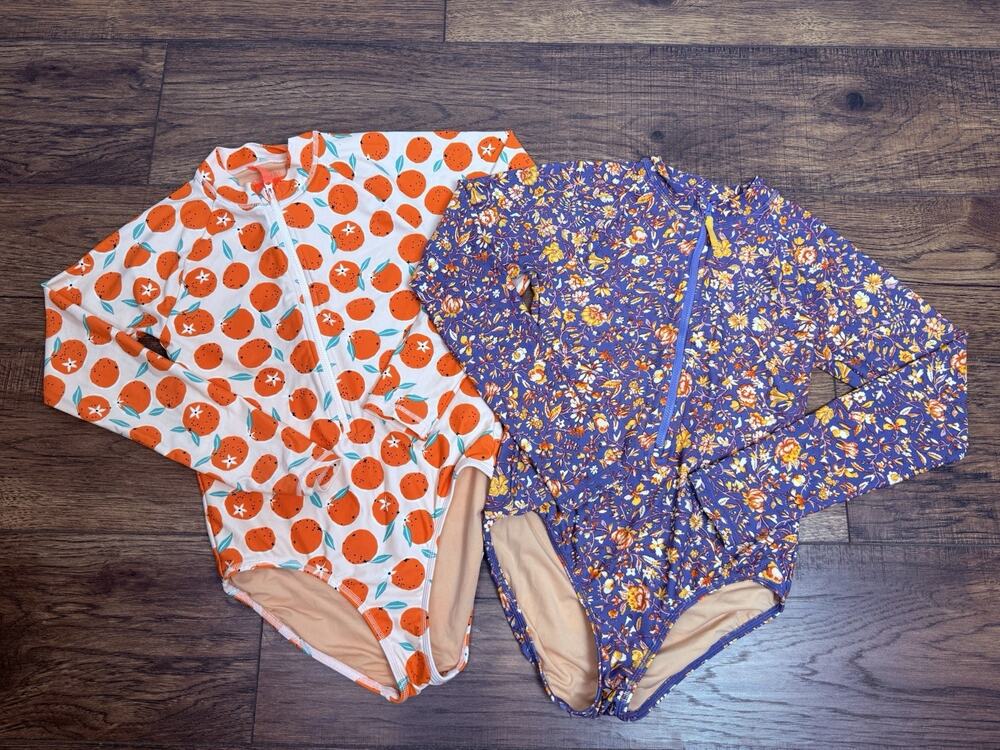 Crewcuts Rash Guard Swimsuit UPF 50 One Piece Zip Long Sleeve Lot Of 2